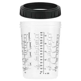 Wiltec Mischbechersystem 800ml 50x Filter 125μm Lackmischbecher Set mit Deckeln, Innenbechern und Messbecher, Farbmischbecher für Autolackierung