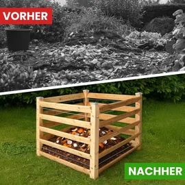 Gartenwelt Riegelsberger Moderner Komposter Single ca. 120x120 cm Höhe 80 cm aus Lärchenholz Massivholz Steckkomposter Kompostsilo Holzkomposter Stecksystem