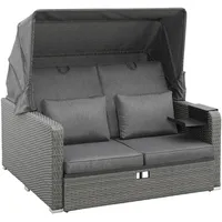 Loungebett »Sylt«, (Set, 8 St.), ausziehbares Sofa, Hängetisch, mit klappbarem Dach, Strandkorb, grau, , 19695158-0 B/H/T: 146 cm x 65 cm x 133 cm