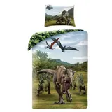 Halantex SP. z.o.o. Halantex Jurassic World T.Rex Dinosaurier Grün 140 x 200 cm + 70 x 90 cm