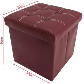 Mobili Rebecca Sitzwürfel 30 x 30 x 30 cm Kunstleder Rot/Bordeaux