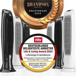 Brandson Turmventilator, Säulenventilator inkl. Fernbedienung, osziellierend, leise, Ventilator mit Timer & 3 Geschwindigkeiten, Weiß
