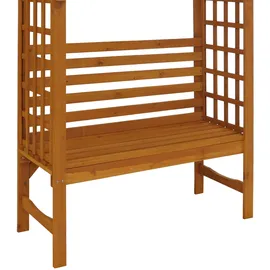 Mendler Rosenbogen mit Sitzbank HWC-Q21, Gartenbogen Rankhilfe Bank Gartenbank Holz FSC®-zertifiziert 201x160x60cm ~ natur