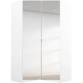 Rauch Möbel Nidda, Eckschrank mit 2 Spiegeltüren, Eckkleiderschrank Kleiderschrank Schrank mit Stauraum, Drehtürenschrank, 2-türig, Farbe Alpinweiß, 117x197x104cm