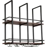 [en.casa] Weinregal, Hubro 80x30x85 cm Schwarz/Walnussoptik