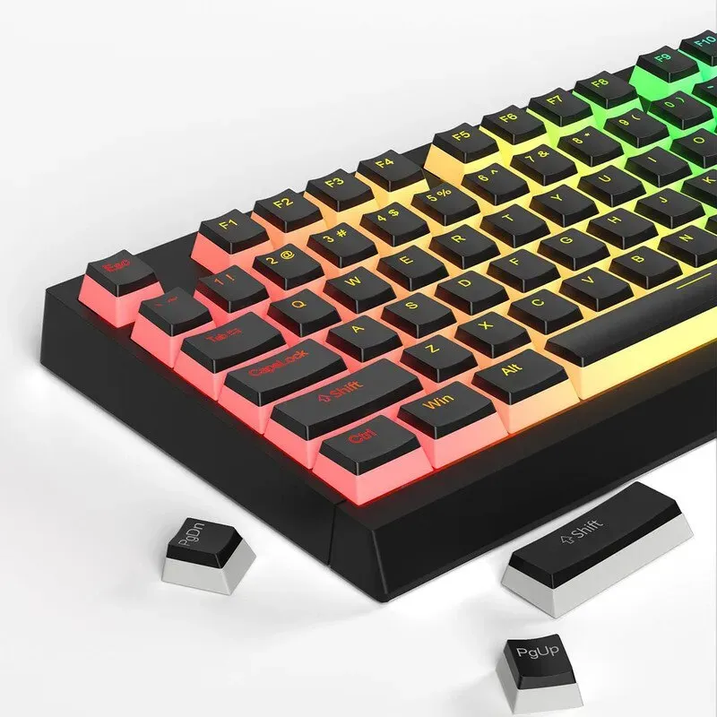 MageGee Double Shot PBT Pudding-Tastenkappen 130 Tasten, Tastenkappen mit durchscheinender Schicht, vollständiges 104-Tasten-Set und 16 zusätzliche Tastenkappen, OEM-Profil, Zubehör für mechanische Tastaturen - Schwarz