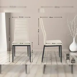 CLP 4er Set Esszimmerstühle Mayfair creme/Kunstleder