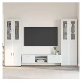 vidaXL TV-Schrankset mit Tür FLORIN 3 pcs Hochglanz Weiß Holzwerkstoff