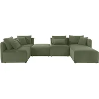 OTTO home Wohnlandschaft OTTO HOME "Nöre U-Form", grün (dunkelgrün), B:340cm H:86cm T:172cm, 92% Polyester, 8% Polyamid, Sofas, Wohnlandschaft, 5 Teile, in vielen Bezugsqualitäten und Farben s. auch "Nöre"