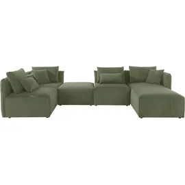 OTTO home Wohnlandschaft OTTO HOME "Nöre U-Form", grün (dunkelgrün), B:340cm H:86cm T:172cm, 92% Polyester, 8% Polyamid, Sofas, Wohnlandschaft, 5 Teile, in vielen Bezugsqualitäten und Farben s. auch "Nöre"