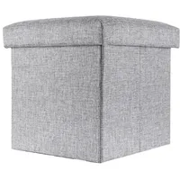Intirilife Sitzhocker Faltbar Leinen 38 x 38 x 38 cm Grau