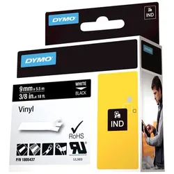 Dymo Rhino Coloured Vinyl - Vinyl - permanenter Klebstoff - Weiß auf Schwarz - R