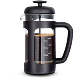 Easyworkz French Press 350 ml Kaffeebereiter Kaffeepresse mi Borosilikatglas,Rutschfester weicher Griff,Schwarz