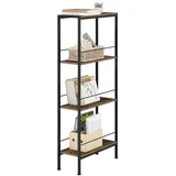 Woltu Bücherregal Standregal Nischenregal mit 4 Ebenen, Gewürzregal stehend, Leiterregal für Küche Wohnzimmer, Holzwerkstoff Metall, 50x110x20cm,