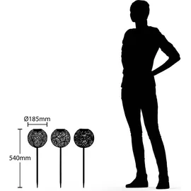 LINDBY Vilani, 3er-Set, 54cm, Erdspieß, IP44