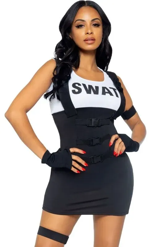 LEG AVENUE Kostüm Sexy SWAT Offiziell Schwarz S/M