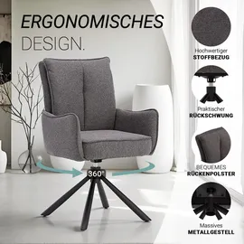 Homestyle4u Esszimmerstuhl Polyester grau 6er Set
