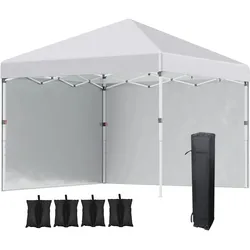 Outsunny - Faltpavillon - 2,97x2,97m - UV-Schutz - Stahl - weiß