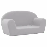 vidaXL Kindersofa 2-Sitzer Hellgrau Weich Plüsch