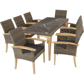 Tectake Foggia Rattan Sitzgruppe 9-tlg. natur