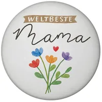 Speecheese Blumenstrauß Magnet rund mit Spruch Weltbeste Mama Muttertagsgeschenk