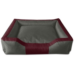 BedDog Tierbett Hundebett BRUNO mit Rand, Bezug abnehmbar grau|rot 110 cm x 150 cm