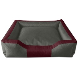 BedDog Tierbett Hundebett BRUNO mit Rand, Bezug abnehmbar grau|rot