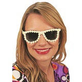 Hippie Brille mit Daisy Blumen zum 70er Jahre Flower Power Kostüm