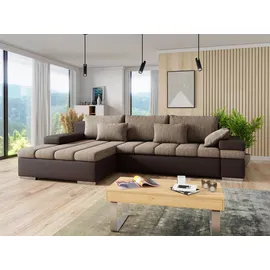 Mirjan24 Ecksofa Bangkok, Stilvoll L-Form Sofa mit Schlaffunktion und Bettkasten, Wohnlandschaft Soft 066 + Lawa 02, - Braun/Beige