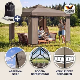 CASARIA Pavillon Lorca 3 x 3 m inkl. Seitenteile Taupe