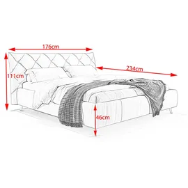 KAWOLA Bett ANNY Polsterbett Leder grau