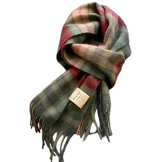 YsRoad Schal Kariert Damen - Weiches Wolle Warmer Winter-Schal Kariert XXL Mit Fransen 188x32cm, grün, blau, schwarz, rot - 188x32cm