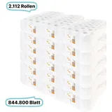 Toilettenpapierrollen, 2-lagig, 2112 Rollen, 844.800 Blatt gesamt, 400 Blatt /Rolle, Recyclingpapier, CIL- les Tissue, Series H