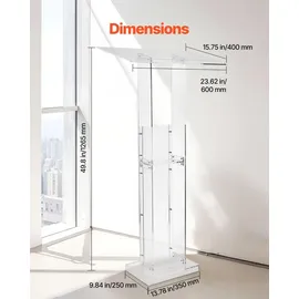 Vevor Podiumständer Rednerpult (1265 mm) aus Acryl, tragbarer Laptop-Schreibtisch mit breiter Lesefläche & Ablagefläche & Buchstopper, bodenstehend, für Klassenzimmer Hochzeiten Konferenzen