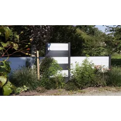 Alu Sichtschutz Jelling Tor - 100 x 180 cm - Farbe: Silbergrau - Rahmen: Silber - Alu Steckzaunsystem Tür - inkl. Bänder - Schließblech