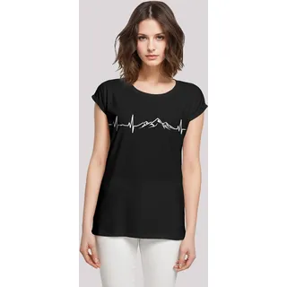 F4NT4STIC Extended Shoulder T-Shirt Herzschlag Berge Wandern in schwarz | Gr.: XL