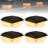 4 Stück Solar Pfostenkappe, Pfostenleuchte Solar IP65 wasserdicht, LED Pfostenlampen für Zaunpfosten aus Holz/Vinyl, geeignet für 3,5x3,5 4x4 Zoll, Solar Pfostenkappen für Garten, Terrasse, Zaun