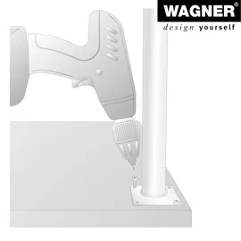Wagner Möbelbein Classic Retro - Ø 30 x 800 mm, Anschraubplatte 60 x 60 mm, Gewinde Ø 10 mm, Stahl, weiß- 12168001