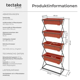 Tectake Vertikalbeet 52 x 21 x 127 cm Braun Kunststoff 4 St.