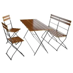 Lex Biergarten Set Sitzgruppe Biergartenmöbel Garten Bank Stuhl Tisch 120x70 4tlg.