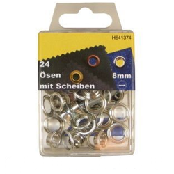 24 Ösen mit Scheiben und Werkzeug Silber 8mm rostfrei