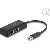 DeLock USB Typ-A Adapter zu 2 x Gigabit LAN