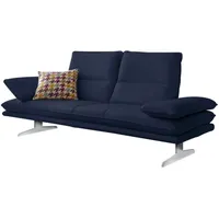 2,5-Sitzer W.SCHILLIG "broadway Designsofa mit hohem Sitzkomfort", blau (blau z59), B:236cm H:94cm T:96cm, Longlife Xtra-Leder Z59: Glattleder mit modischer Prägung. Hautstärke 0, 9 - 1, 1 mm, Sofas, Sitztiefenverstellung, Kopfteil- & Seitenteilverstellung, Breite 236cm