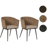 Mendler 2er-Set Aluminium-Gartenstuhl HWC-N38, Outdoor Stuhl Armlehne, Olefin Seilgeflecht Rope ~ beige Kissen hellbraun