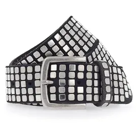 B.belt Quinn Leder schwarz/silber 100 cm