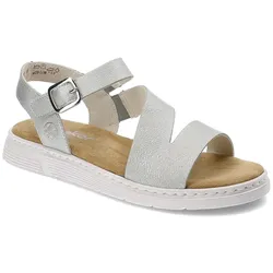 Silberne Sandalen Rieker Flache Schuhe, 40
