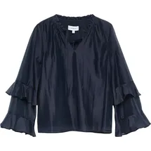 Comma, Lyocell-Bluse mit Volantärmeln - blau - 44