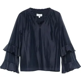 Comma, Lyocell-Bluse mit Volantärmeln - blau - 44