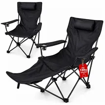 BigDean Campingstuhl Verstellbar Schwarz