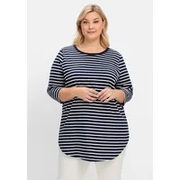 Sheego Große Größen Longshirt mit Streifen und Nacken-Reißverschluss Basicmode